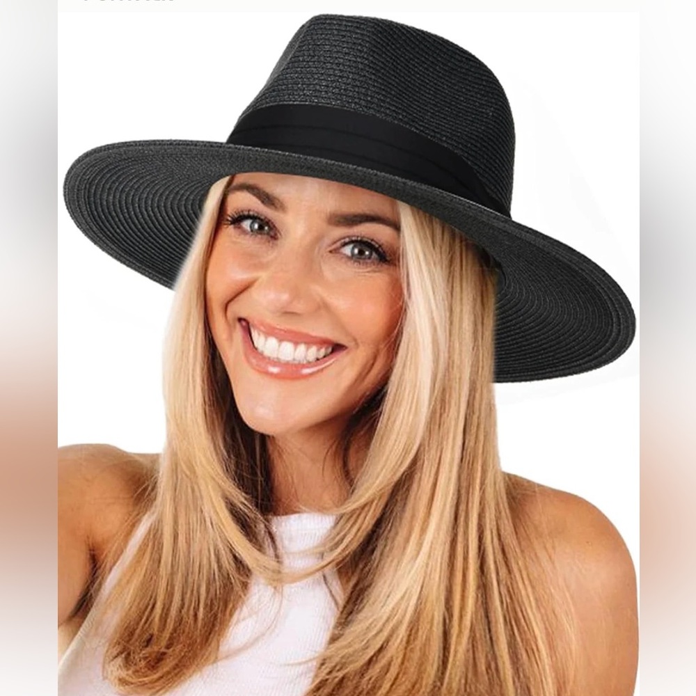 NWOT Wide Brim Panama Sun Hat by Furtalk for Women